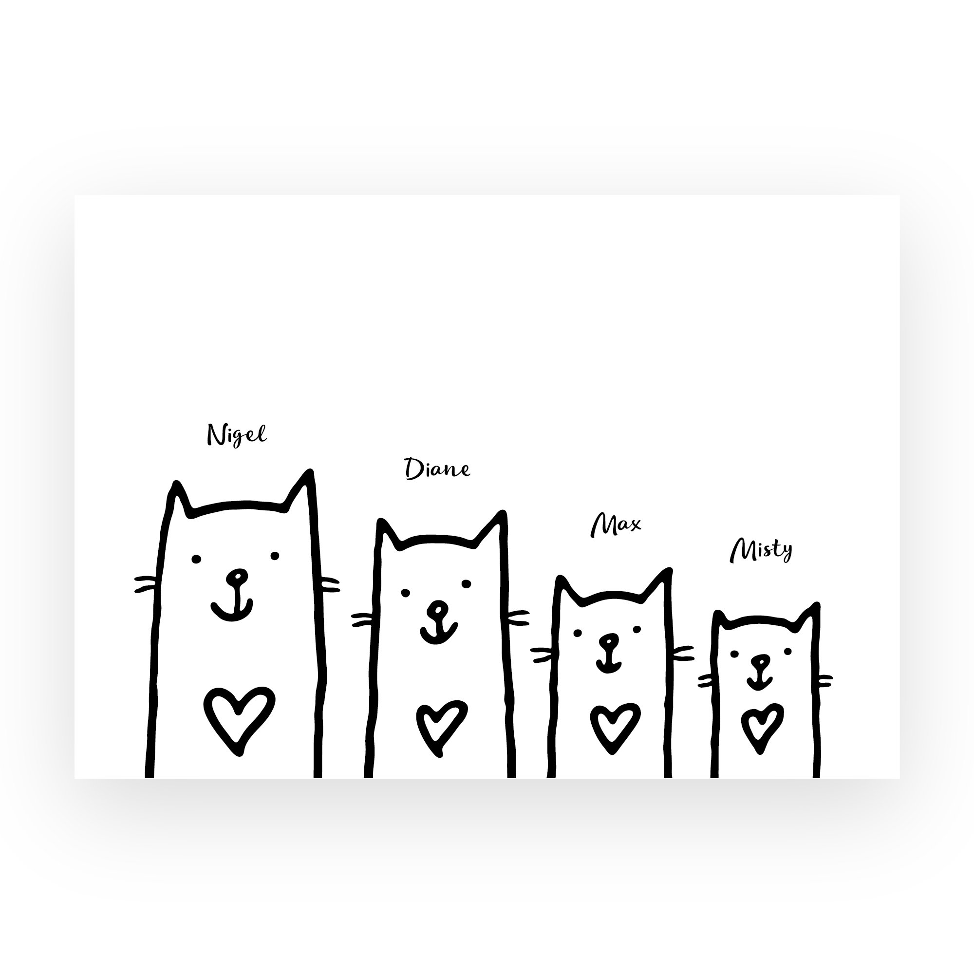 Family cats personalised print
