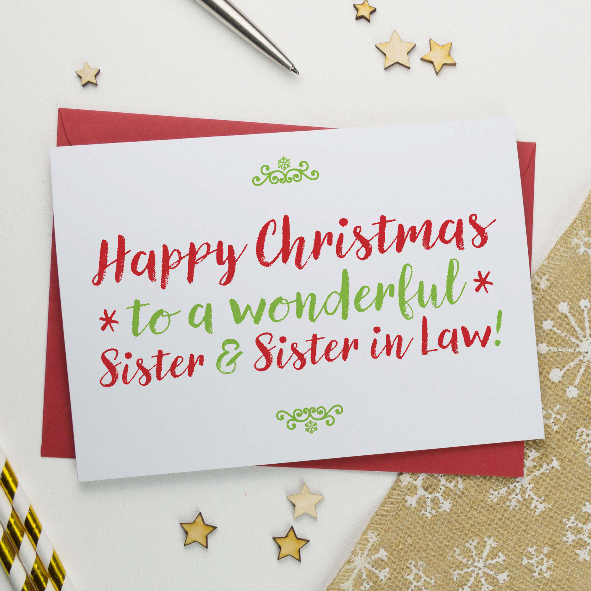 Christmas Card For Wonderful Sister Sister In Law Christmas Card