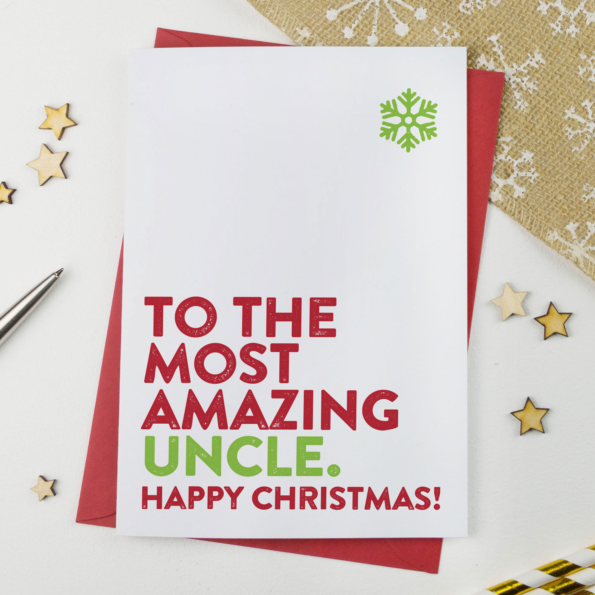 Most Amazing Uncle Christmas Card - Christmas Card - AisforAlphabet