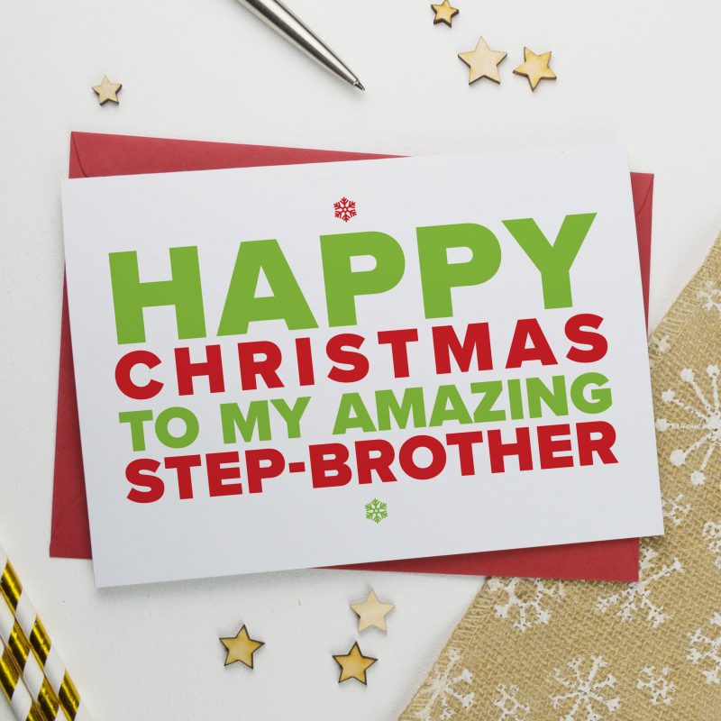 Amazing Step Brother Xmas Card - Christmas Card - A is for Alphabet