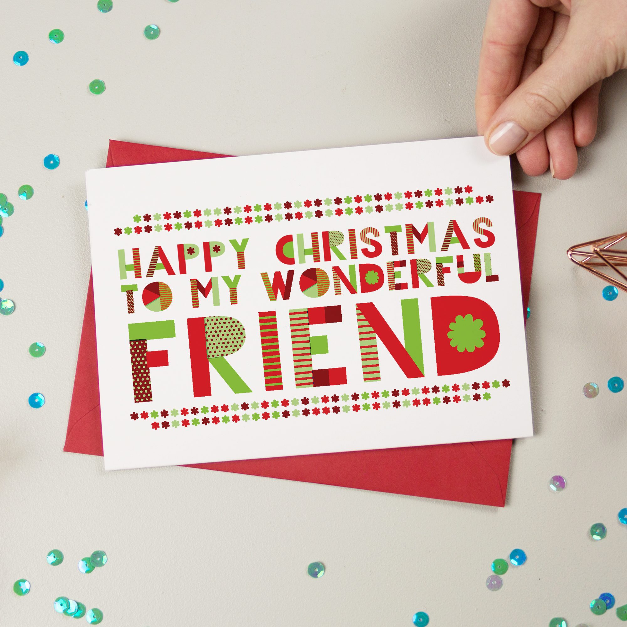 Wonderful Friend Christmas Card - Christmas Card - AisforAlphabet