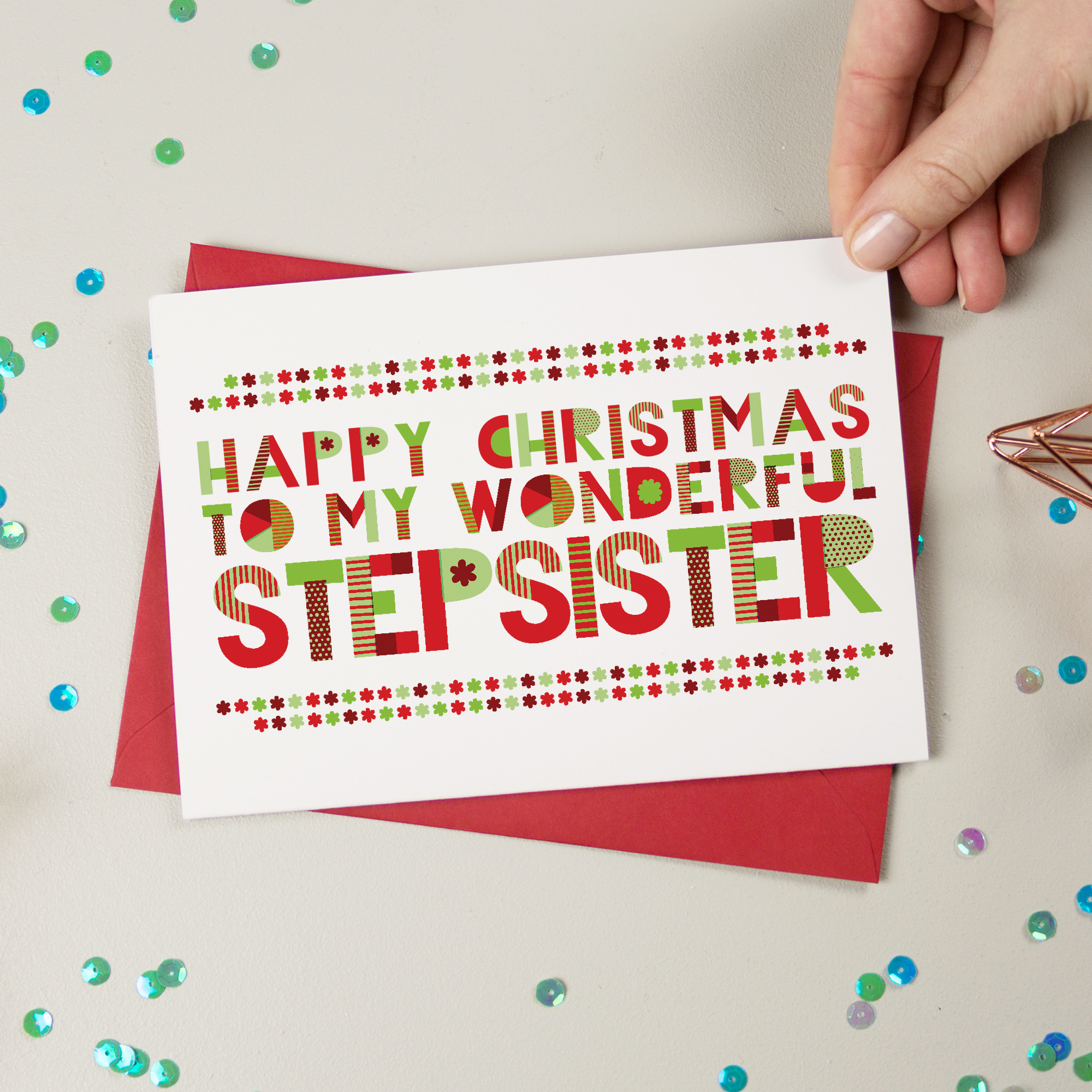 Wonderful Step Sister Christmas Card Christmas Card A Is For Alphabet 