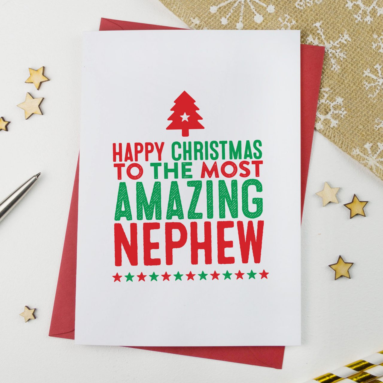 Amazing Nephew Christmas Card - Christmas Card - A is for Alphabet